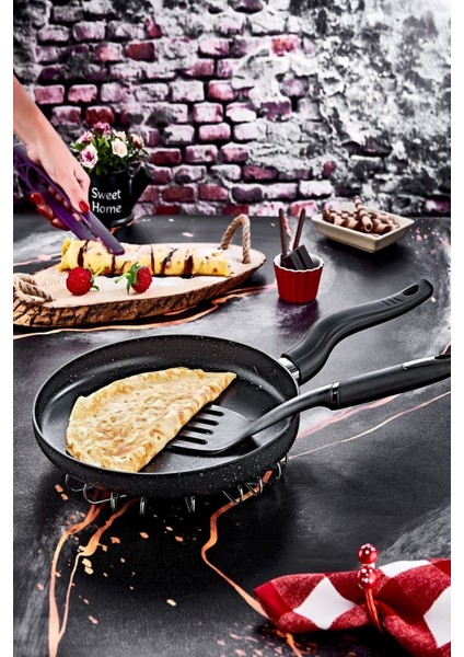 Siyah Inci Granit 26 cm Krep Tava