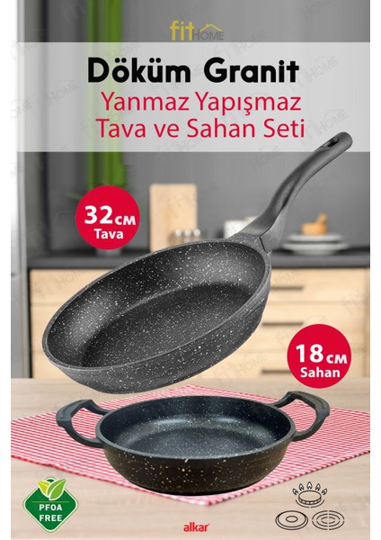 32 cm Granit Tava ve 18 cm Granit Sahan Seti - Yapışmaz, Sağlıklı ve Dayanıklı Mutfak Gereçleri fiyatları