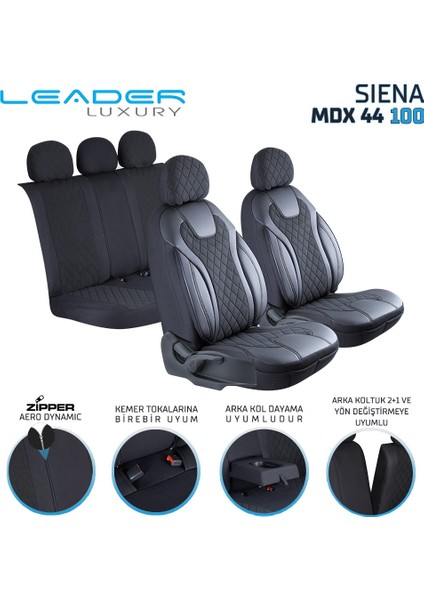hyundai Matrix Uyumlu Lüx Yarı Deri Oto Koltuk Kılıfı Ön Arka Takım Cyrstal Tam Siyah