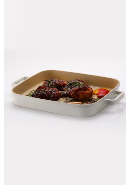 Fika Dikdörtgen Aluminyum Grill Tava 28CM, Bej fiyatları