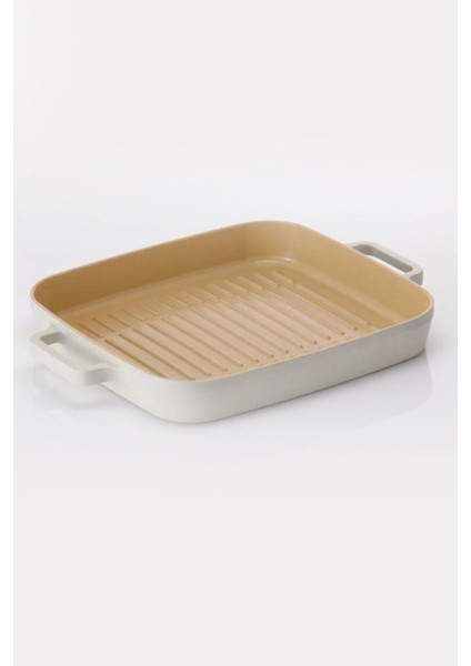 Fika Dikdörtgen Aluminyum Grill Tava 28CM, Bej indirimleri