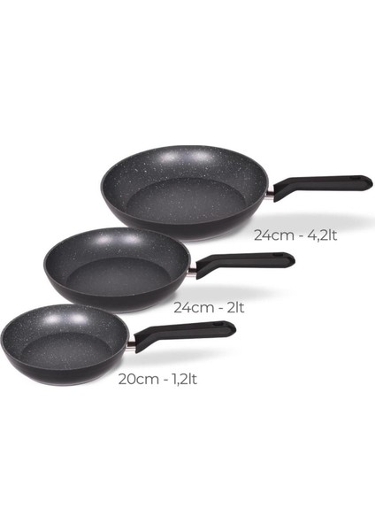 Excellence 3 Parça Granit Tava Seti Indüksiyon 20-24-28 cm
