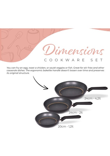 Excellence 3 Parça Granit Tava Seti Indüksiyon 20-24-28 cm indirimleri