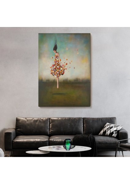 - Yerden Yükselen Çiçek Kıyafetli Kadın TABLOSU-6281