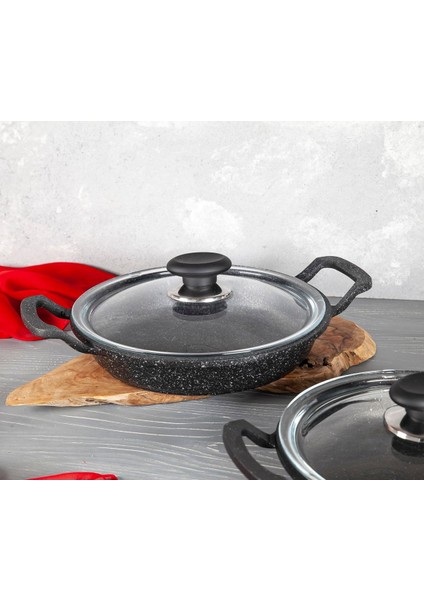 Granit Döküm 22CM Cam Kapaklı Sahan fiyatları