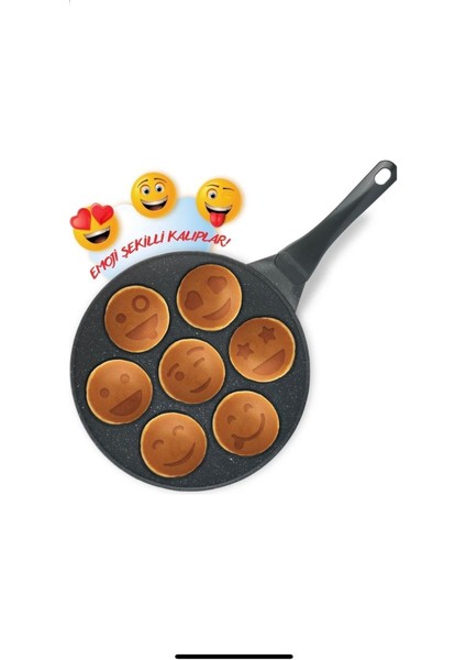Döküm Granit Emojili Pankek Waffle Burger Tavası fiyatları