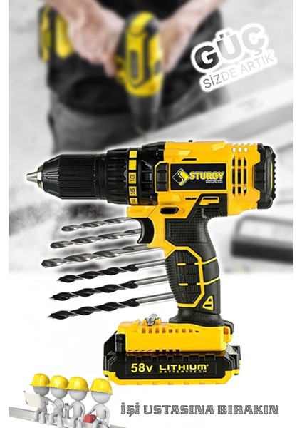 Japon Professıonel Tools 58V 8AH Gh-12 Metal Şanzıman Şarjlı Çift Akülü Vidalama 27PRÇ Uç Setli