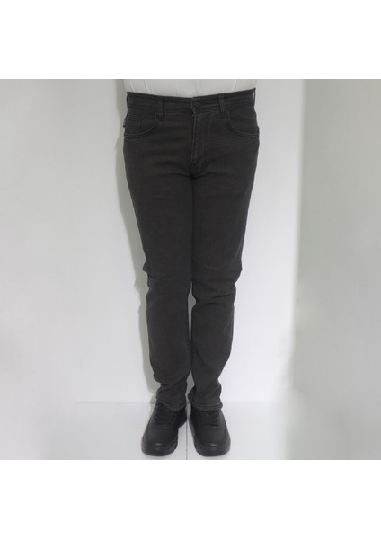 Hacker Fistan Store Erkek Kahverengi Yüksek Bel Rahat Kesim Boru Paça Büyük Beden Jean Pantolon