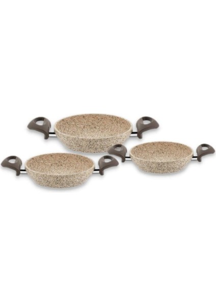 Creamy 3 Parça Granit Tava Seti Sahan Set