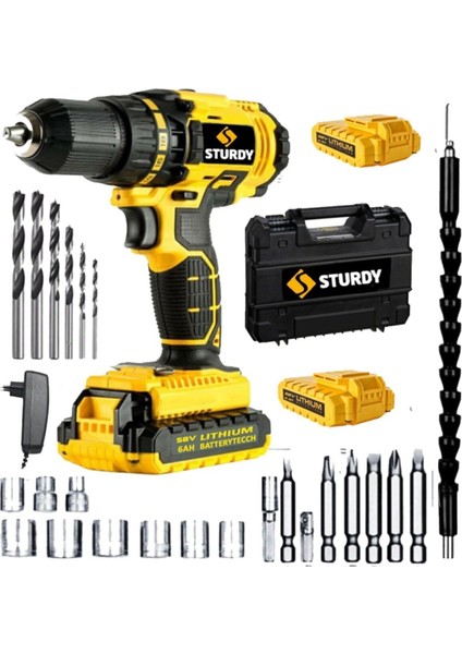 Japon Professıonel Tools 58V 8AH Ng-K Metal Şanzıman Şarjlı Çift Akülü Vidalama 27PRÇ Uç Setli