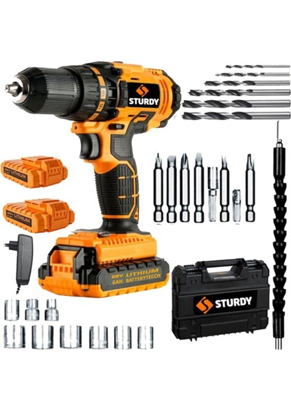 Japon Professıonel Tools 58V 8AH Gt-A Metal Şanzıman Şarjlı Çift Akülü Vidalama 27PRÇ Uç Setli