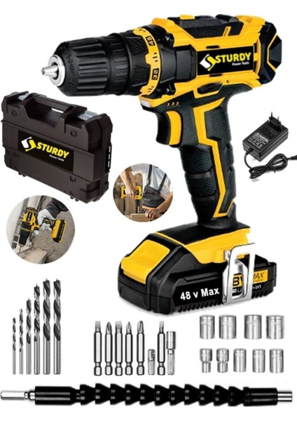 Japon Professıonel Tools 58V 8AH Rw-S Metal Şanzıman Şarjlı Çift Akülü Vidalama 27PRÇ Uç Setli