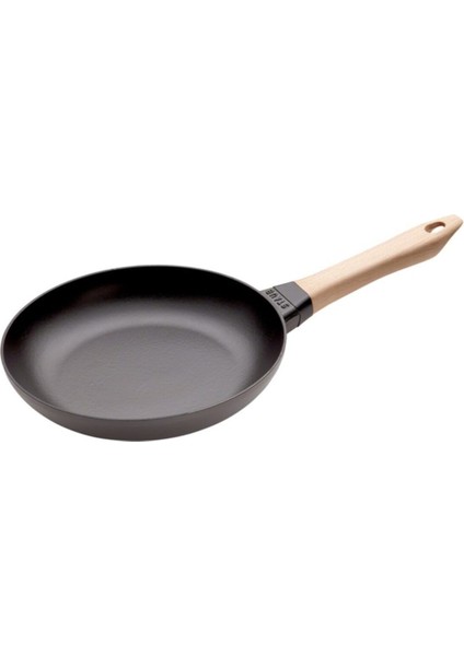 Ahşap Saplı Döküm Kızartma Tavası Siyah 24 cm