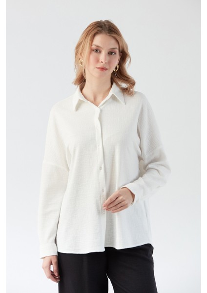 Basic Jakarlı Oversize Gömlek