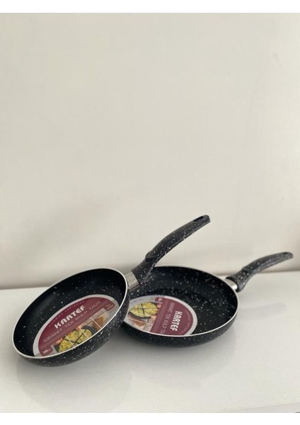 Kalitesi Kartef Marka 18-22 cm Tek Kulp Granit Tava Seti 2.2 mm Kalınlıkta