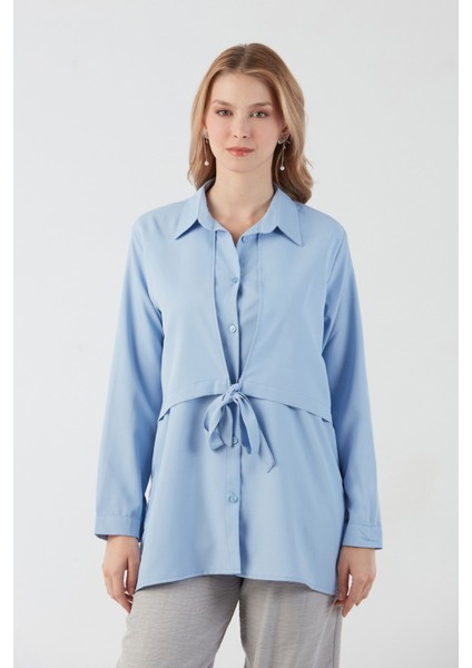Düğmeli Önü Bağlamalı Gömlek