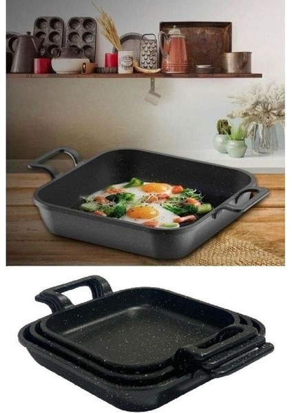 Eda Kare Alüminyum 3'lü Döküm Sahan Seti 20-22-24 cm fiyatları