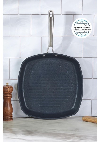 Biodiamond Pro Indüksiyon Tabanlı Grill Tava 28 cm 2,3 Lt