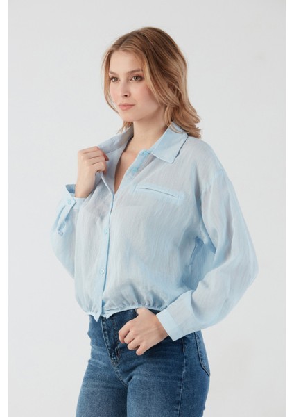 Basic Beli Lastikli Cep Detaylı Gömlek