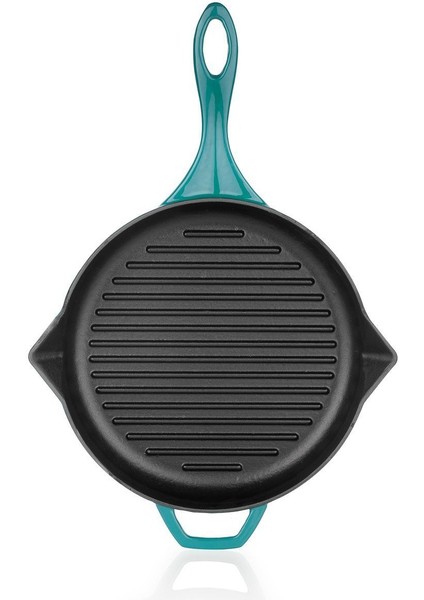 Guss Chef Döküm Yuvarlak Grill Tava 28CM-TURKUAZ fırsatları