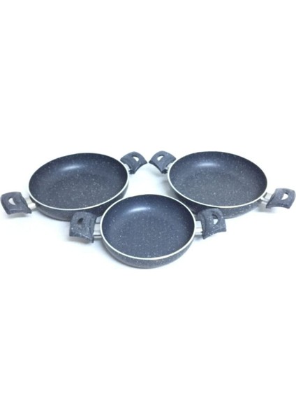 Modern ve Şık Tasarımlar 18-20-22CM Yanmaz Çizilmez Granit Omlet Sahan (3mm Kalınlığında)
