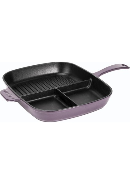 Döküm Dikdörtgen 3 Bölmeli Izgara Tava Döküm Demir Yekpare Saplı Ölçü: 26X30 Cm.