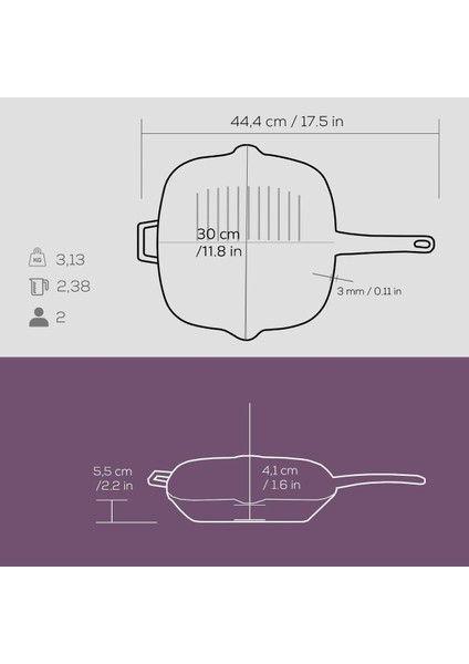 Döküm Dikdörtgen 3 Bölmeli Izgara Tava Döküm Demir Yekpare Saplı Ölçü: 26X30 Cm. indirimleri