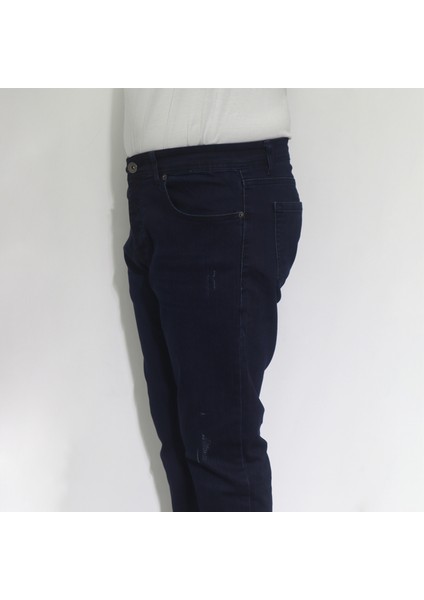 Hacker Fistan Store Erkek Lacivert Normal Bel Rahat Kesim Dar Paça Jean Pantolon