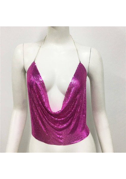 Parlak Fuşya Crop & Bluz Kolsuz Kayık Yaka Zırh Büstiyer fırsatları