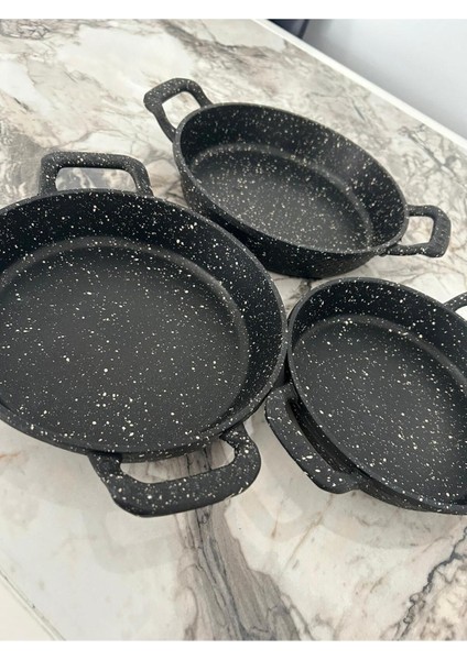 3 Lü Döküm Granit Sahan Seti Tava Seti