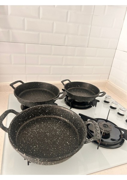 3 Lü Döküm Granit Sahan Seti Tava Seti indirimleri