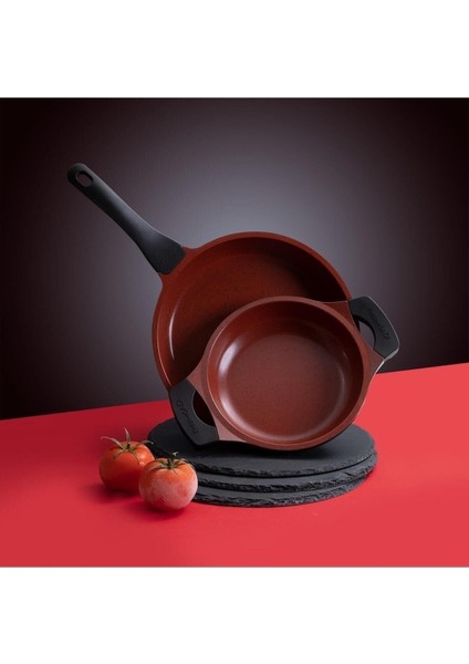 Alüminyum Granit Döküm Red Diamond Serisi 20 cm Sahan & 26 cm Tava Seti