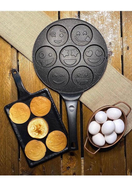 Kitchen Emoji Döküm Granit Pankek Tava 28CM