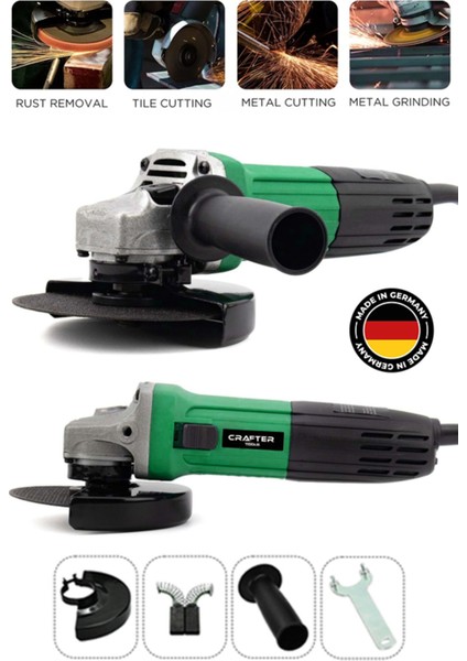 Germany 1020W 125MM Metal Şanzuman Devir Ayarlı Avuç Içi Taşlama Makinası