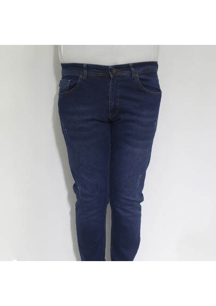 Hacker Fistan Store Erkek Lacivert Yüksek Bel Rahat Kesim Boru Paça Jean Pantolon