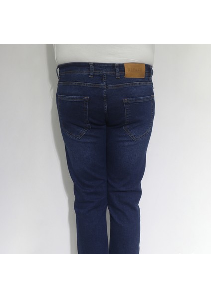 Hacker Fistan Store Erkek Lacivert Yüksek Bel Rahat Kesim Boru Paça Jean Pantolon