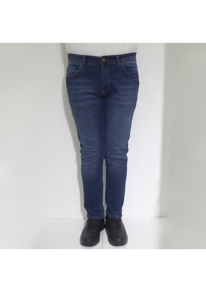 Hacker Fistan Store Erkek Lacivert Normal Bel Rahat Kesim Dar Paça Jean Pantolon