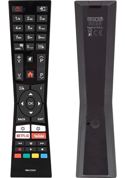 -Vestel-Jvc RM-C3331 Netflıx-Youtube Tuşlu Lcd-Led Tv Kumanda
