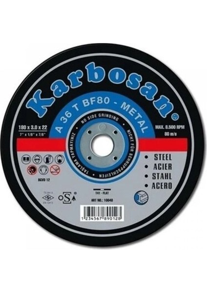180X3.0 Metal Kesme Taşı 20 Adet