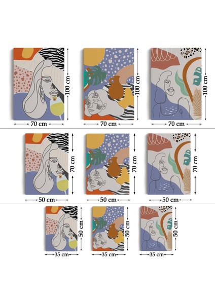- Zarif Kadın Fifürü ve Yapraklar Temalı Dekoratif Duvar Tablosu Üçlü Set-Du-98 fırsatları