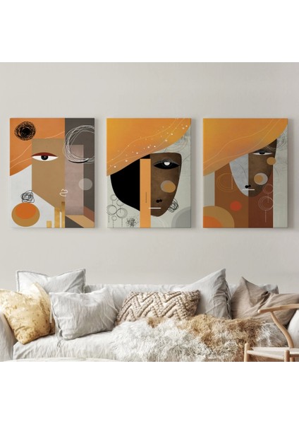 - Soyut Sürreal Kadınlar Dekoratif Duvar Tablosu Üçlü Set-Dp-93