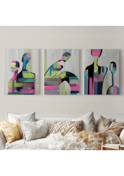 - Süerreal Çift Dekoratif Duvar Tablosu Üçlü SET-ET-119