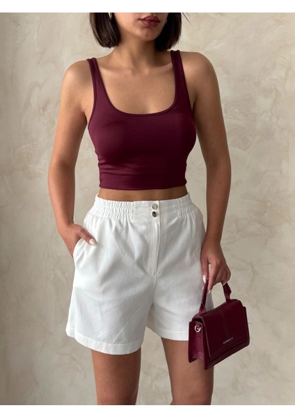 Beli Lastikli Çift Çıtlı Şort