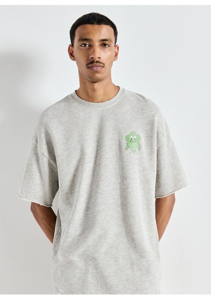 Bisiklet Yaka Gri Melanj Erkek T-Shirt MZOF02AE25GCPVB fiyatları