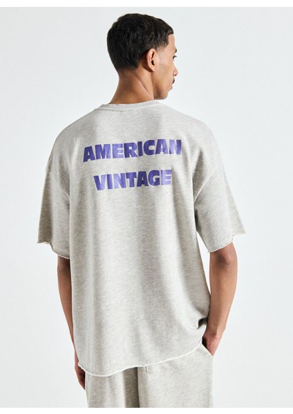 Bisiklet Yaka Gri Melanj Erkek T-Shirt MZOF02AE25GCPVB fırsatları