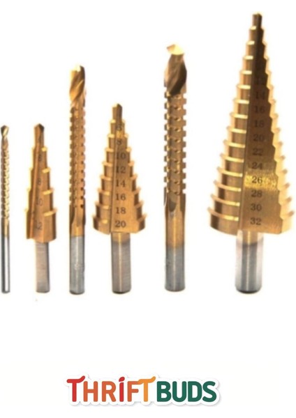 Özel Üretim Çift Yiv Sistemli Kademeli Sac Delme Çatlatmadan Kesim Matkap Ucu 6 Parça Panç Seti fiyatları