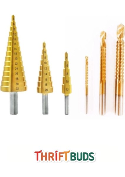 Özel Üretim Çift Yiv Sistemli Kademeli Sac Delme Çatlatmadan Kesim Matkap Ucu 6 Parça Panç Seti modelleri