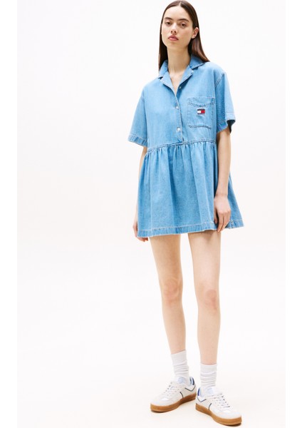 Tommy Hılfıger Tjw Lt Denım Dress Ext Elbise