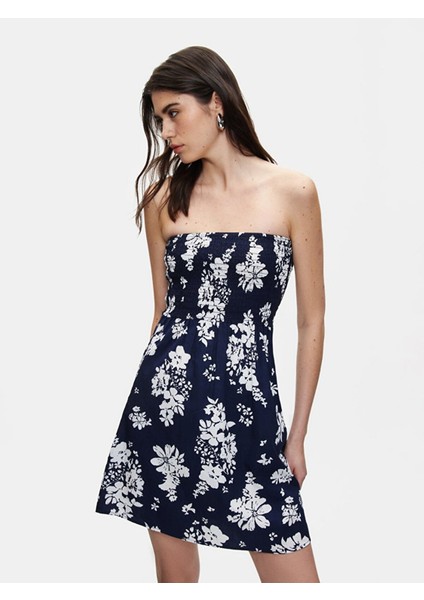 Kadın Çiçekli Mini Lacivert Elbise fiyatları