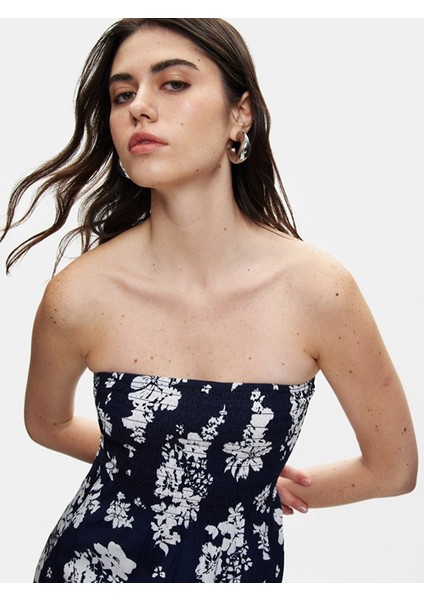 Kadın Çiçekli Mini Lacivert Elbise fırsatları